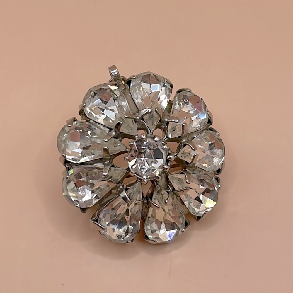 VINTAGE Crystal Flower Pendant/Brooch